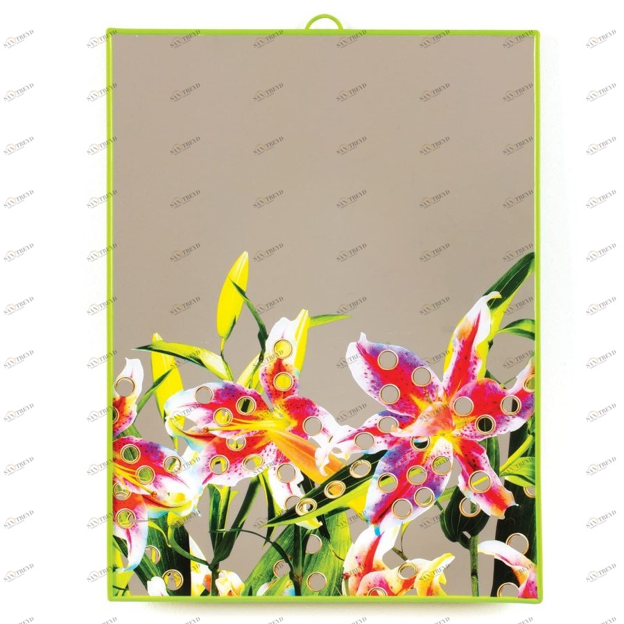 Зеркало настенное в пластиковой раме 30х40 см зеленое Flowers with Holes Big SELETTI ДИЗАЙНЕРСКИЕ 00-3882992 Зеленый 
