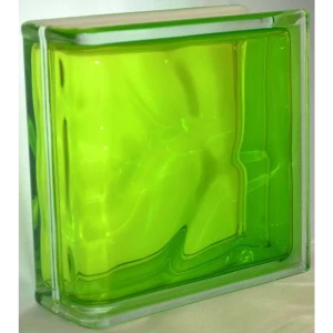 Стеклоблок Vitrablock Волна 11,9x11,9x8 см цвет тархун