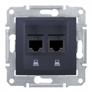 SDN4600170 Розетка двойная компьютерная RJ45 Cat.5 , графит Schneider Electric Sedna