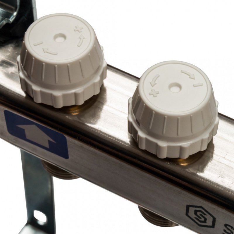 Распределительный коллектор из нерж. стали STOUT в сборе 3/4" х 1/4" х 12 выходов без расходомеров SMS0912000012 - Вид №3