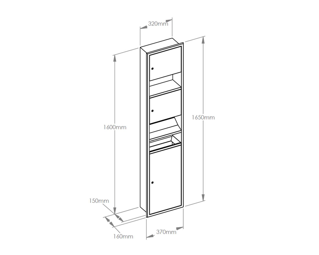 ASM701 Встраиваемый контейнер для полотенец с сушилкой для рук и корзиной STELLA Merida  - Вид №1