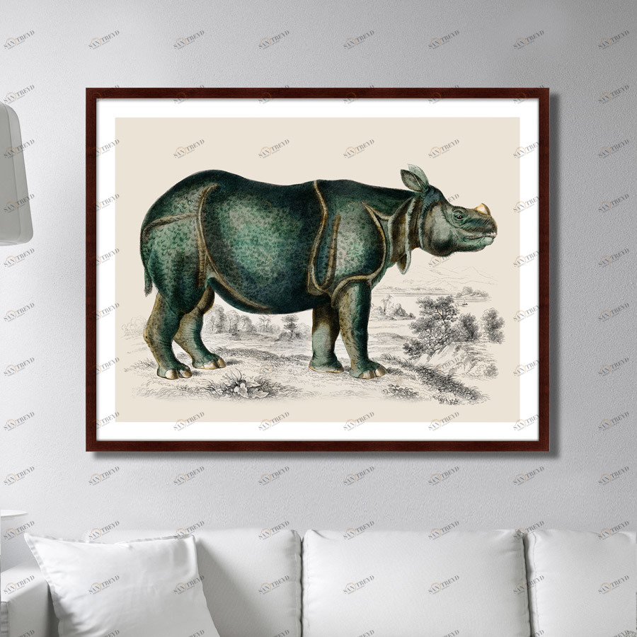 Картина в раме 130х102 см Rhinoceros, 1774г. КАРТИНЫ В КВАРТИРУ  264200 Коричневый;черный;разноцветный 