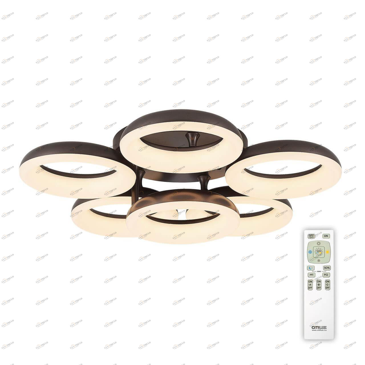 Потолочная светодиодная люстра Citilux Паркер Кофе CL225165R CITILUX ДИЗАЙНЕРСКИЕ, ПАРКЕР КОФЕ 00-3888627 Коричневый 