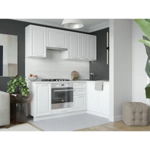 91673225 Кухонный гарнитур угловой Сурская мебель Прага 314x214x31.8 см ЛДСП цвет белый STLM-1459453