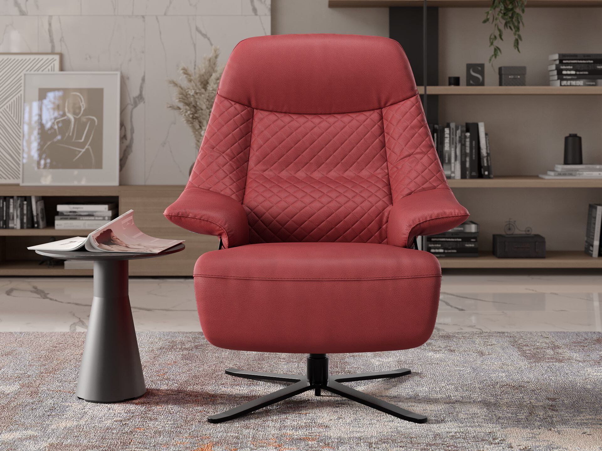 Кожаное вращающееся кресло с подлокотниками Sofanella Гренада ARCH-00023635 - Вид №4