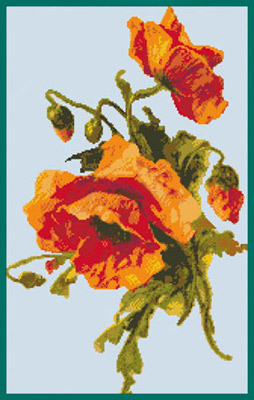 160х256кл Схема для вышивания цв. А3 ДК-322 "Маки" Santreyd 