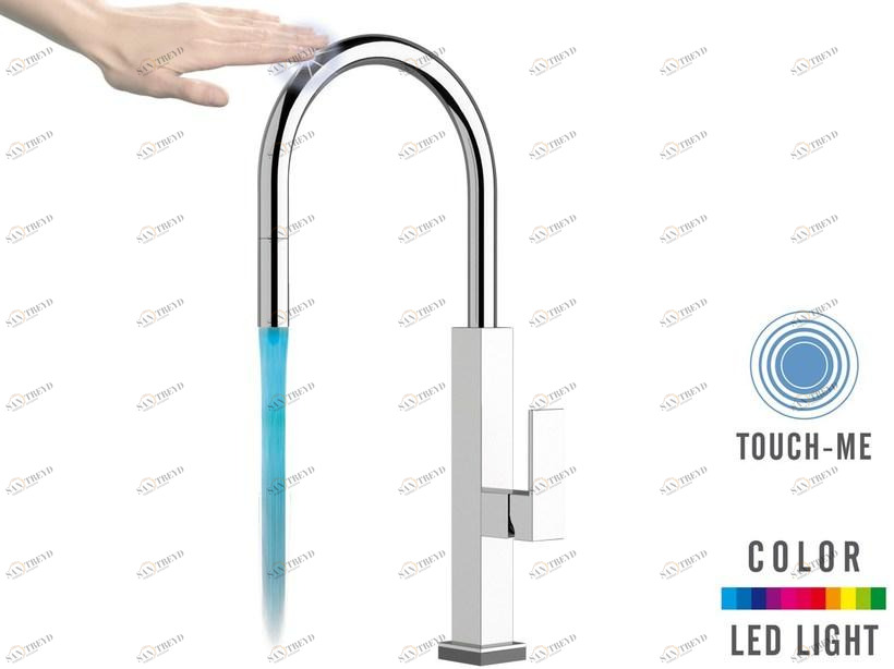 Remer Rubinetterie Смеситель для кухни с поворотным изливом и ручным душем Touch-me Qktr 73