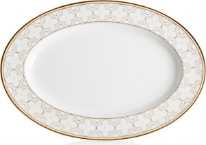 10637839 Noritake Блюдо овальное Noritake "Трефолио,золотой кант" 42см Фарфор костяной