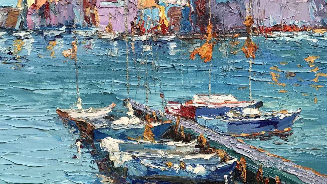 Картина на холсте 120х90 см "Венеция" EVENHOME КАРТИНЫ МАСЛОМ 129949 Голубой;фиолетовый;разноцветный  - Вид №1