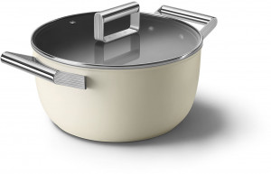 CKFC2411CRM Посуда / кастрюля с двумя ручками и крышкой 24 см, кремовая SMEG