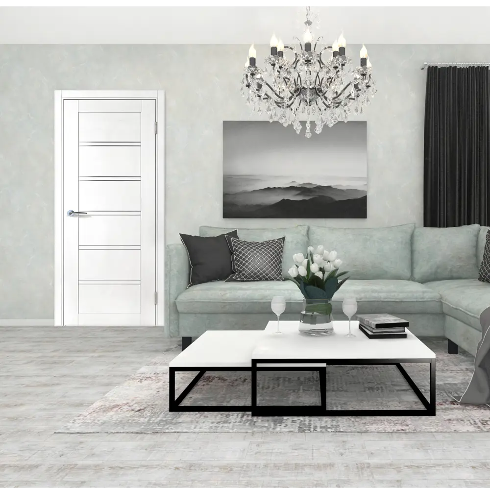 Комплект двери Легда-28 со стеклом 90x200 см полипропилен цвет белое дерево с добором 150 мм PORTIKA STLM-2017269 - Вид №1