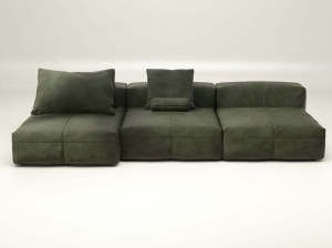 Модульный кожаный диван с полуостровом