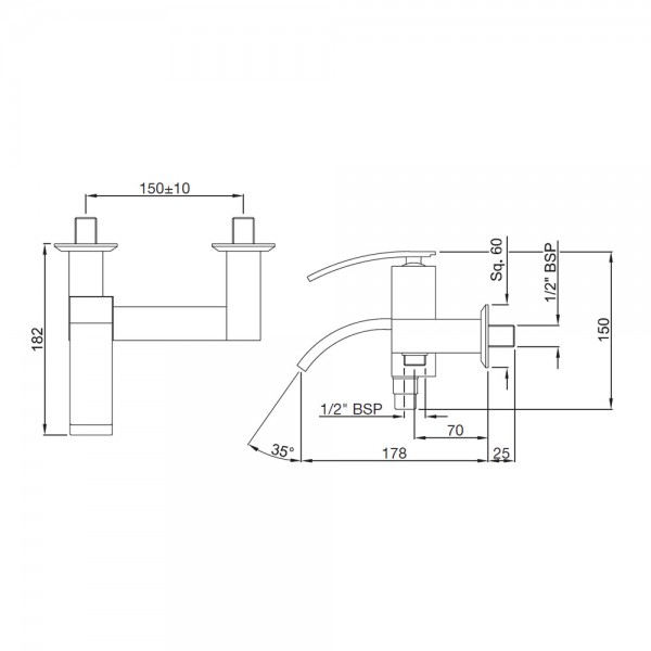 XQU-CHR-43119 Смеситель для ванны и душа Artize Xquisite Хром  - Вид №1