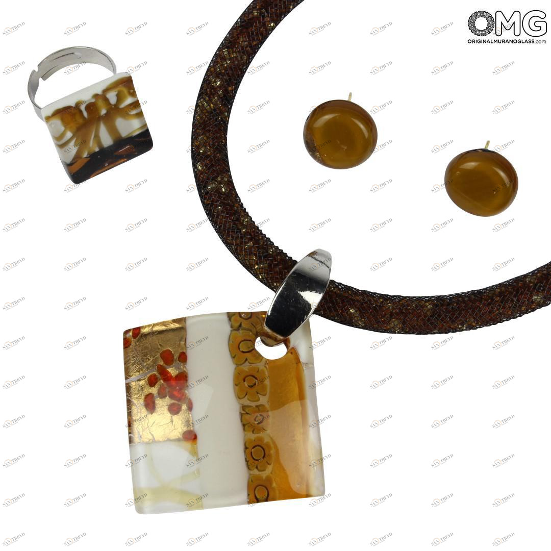 2129 ORIGINALMURANOGLASS Набор украшений Cortina кристальный миллефиори - муранское стекло 54 см 