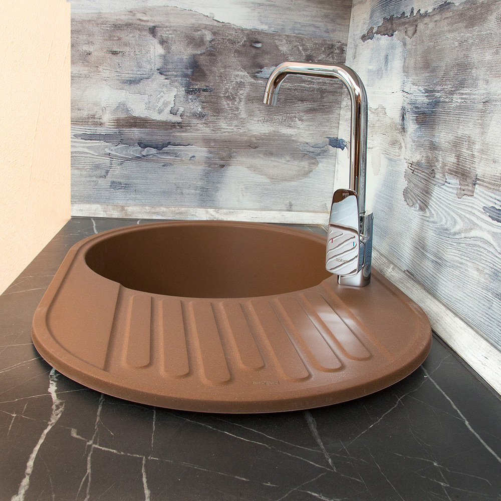 RQ55 шоколад Мойка для кухни RQ55 круглая с крылом, цвет шоколад Raiber  - Вид №5