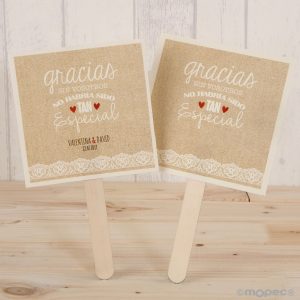 WX394 Пай пай Бумажный веер, «спасибо без вас ...», 25 единиц. Dekoraniaevents Bodas