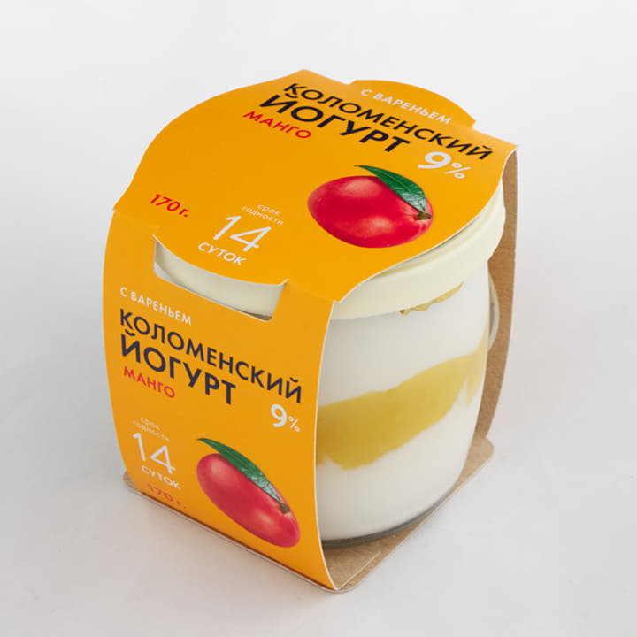 Йогурт из сливок Коломенский Манго 9% Коломенское молоко 170 г БЗМЖ Santreyd 13907 - Вид №1