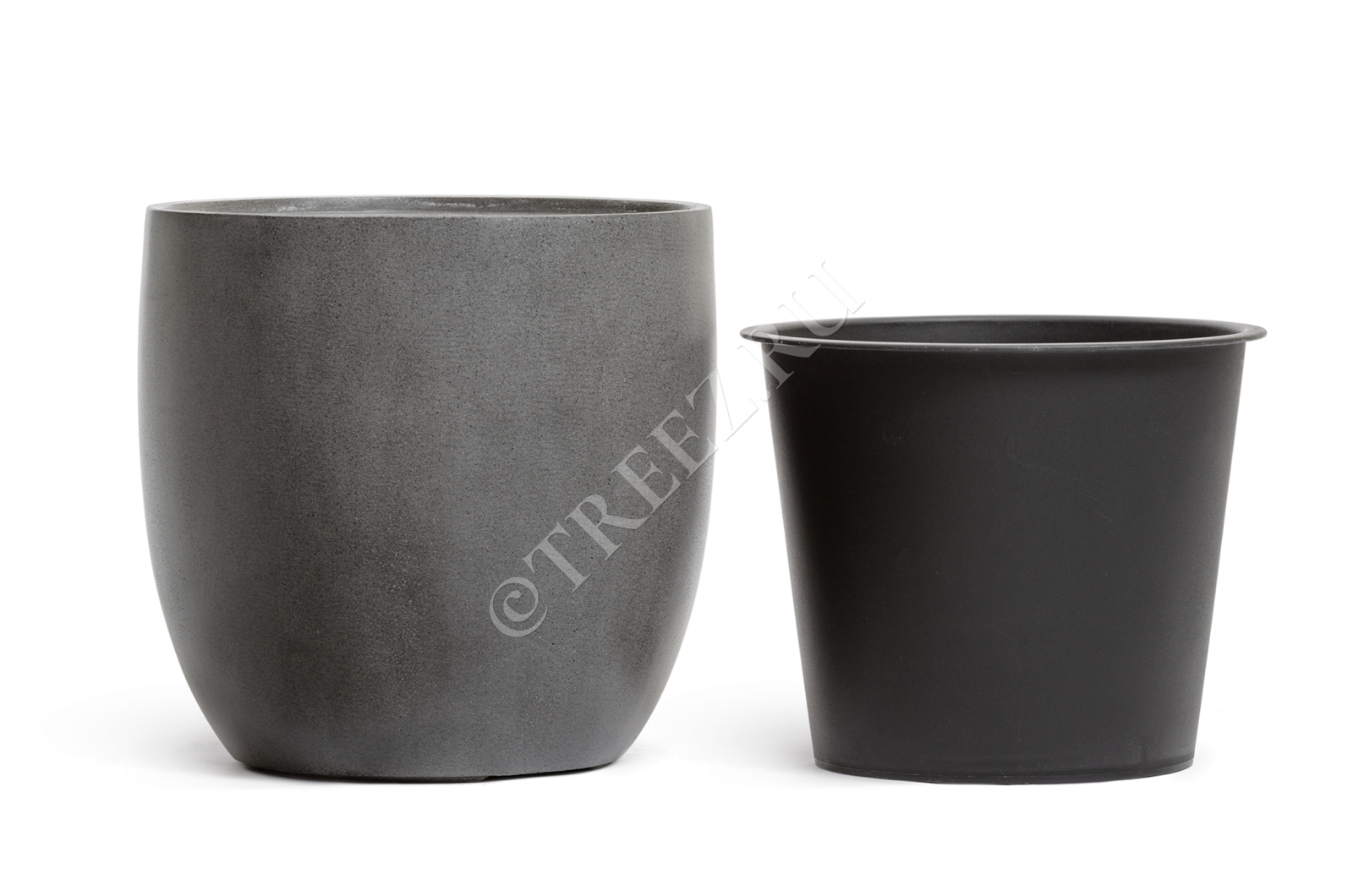 41.3320-02-030-GR-40 Кашпо  Effectory - серия Beton - Округлый конус - Тёмно-серый бетон Цветочная коллекция  - Вид №3