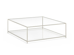 Квадратный низкий журнальный столик из закаленного стекла