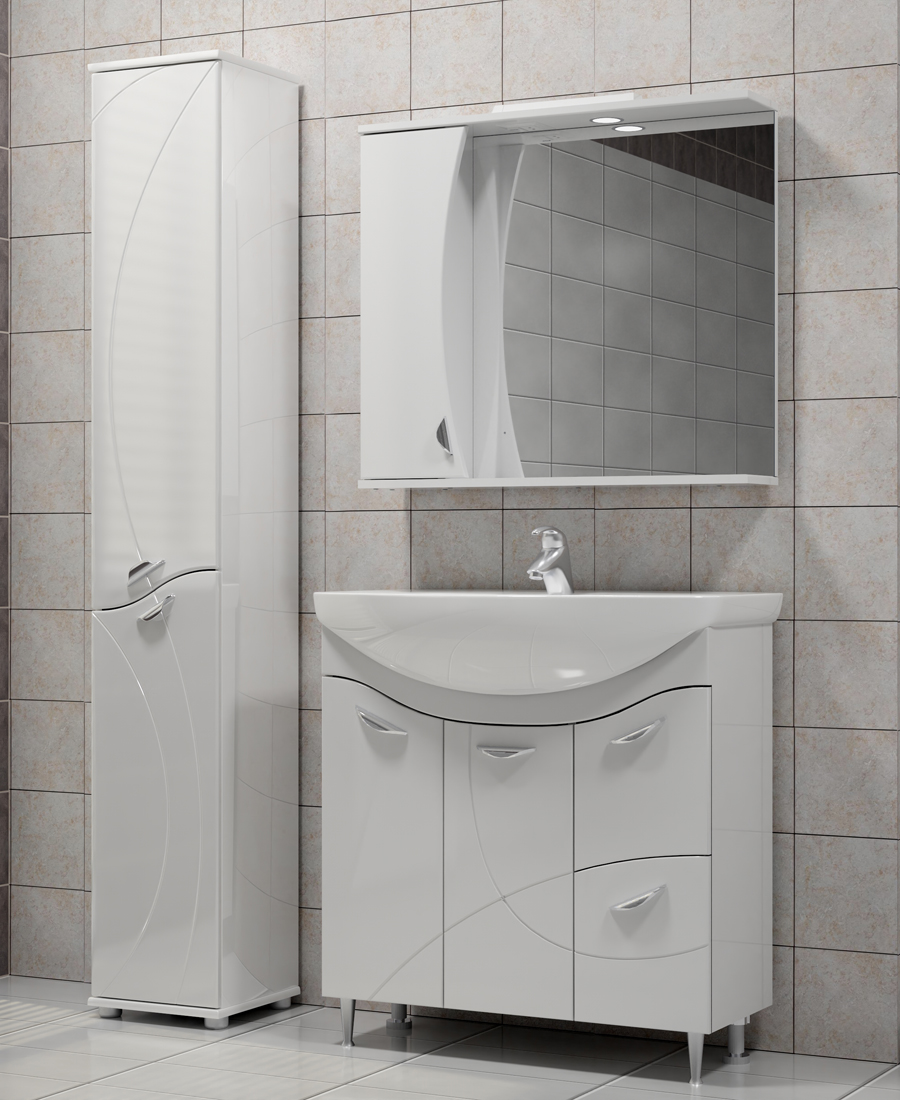 Зеркало Faina 800 new левый, со спотом800⨉150⨉700 мм белый VIGO sun-id-665304 - Вид №3