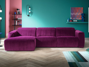 3-местный тканевый диван с полуостровом