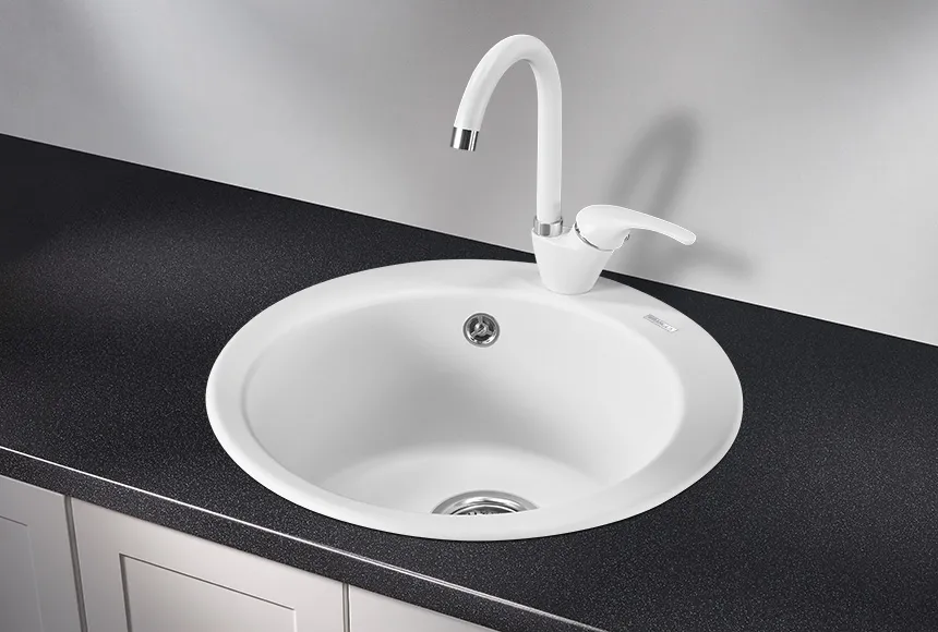 4801, АРКТИК (БЕЛЫЙ), кухонная мойка, кварц GRANULA 4801-ST65