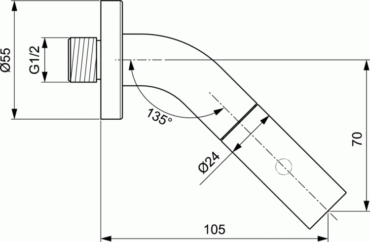 F2845AA Набортный излив для холодной воды или предварительно смешанной воды Ideal Standard IDEALSTREAM  - Вид №1