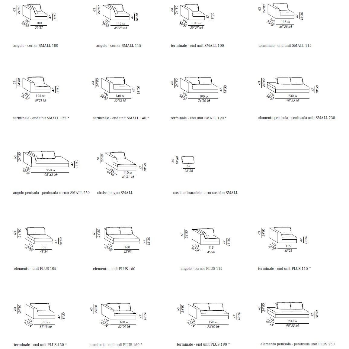 Съемный модульный диван из ткани Meridiani ARCH-00037070 - Вид №12