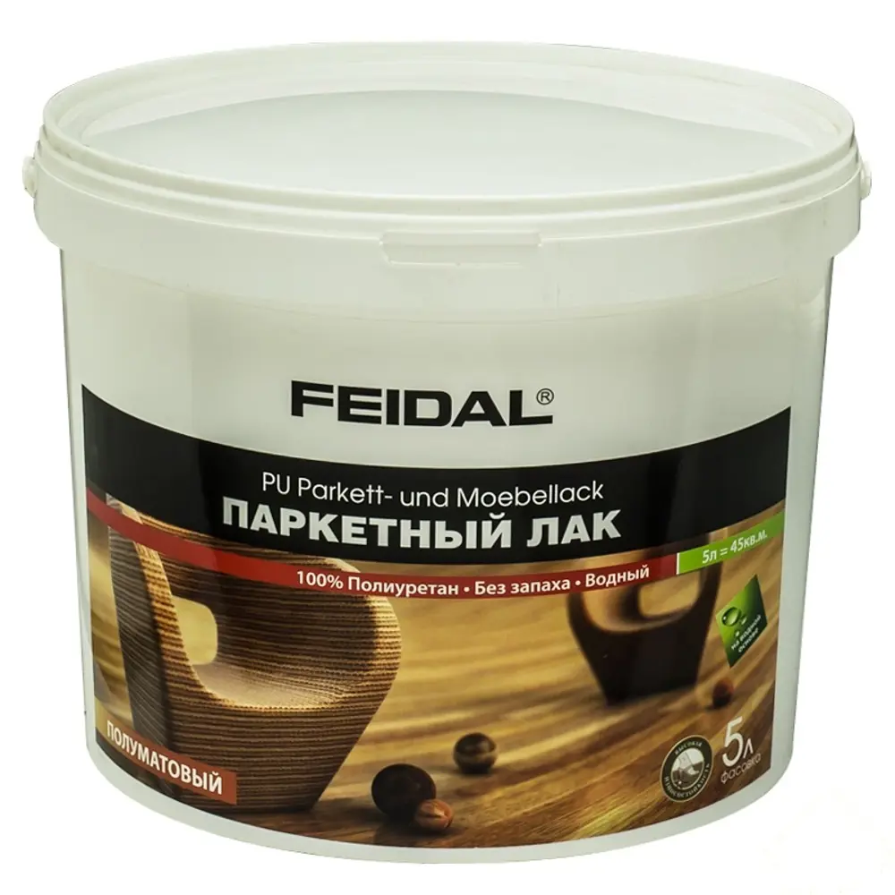 Лак паркетный полуматовый Feidal PU-Parket Mobellack 5 л 11852006 STLM-2071978 