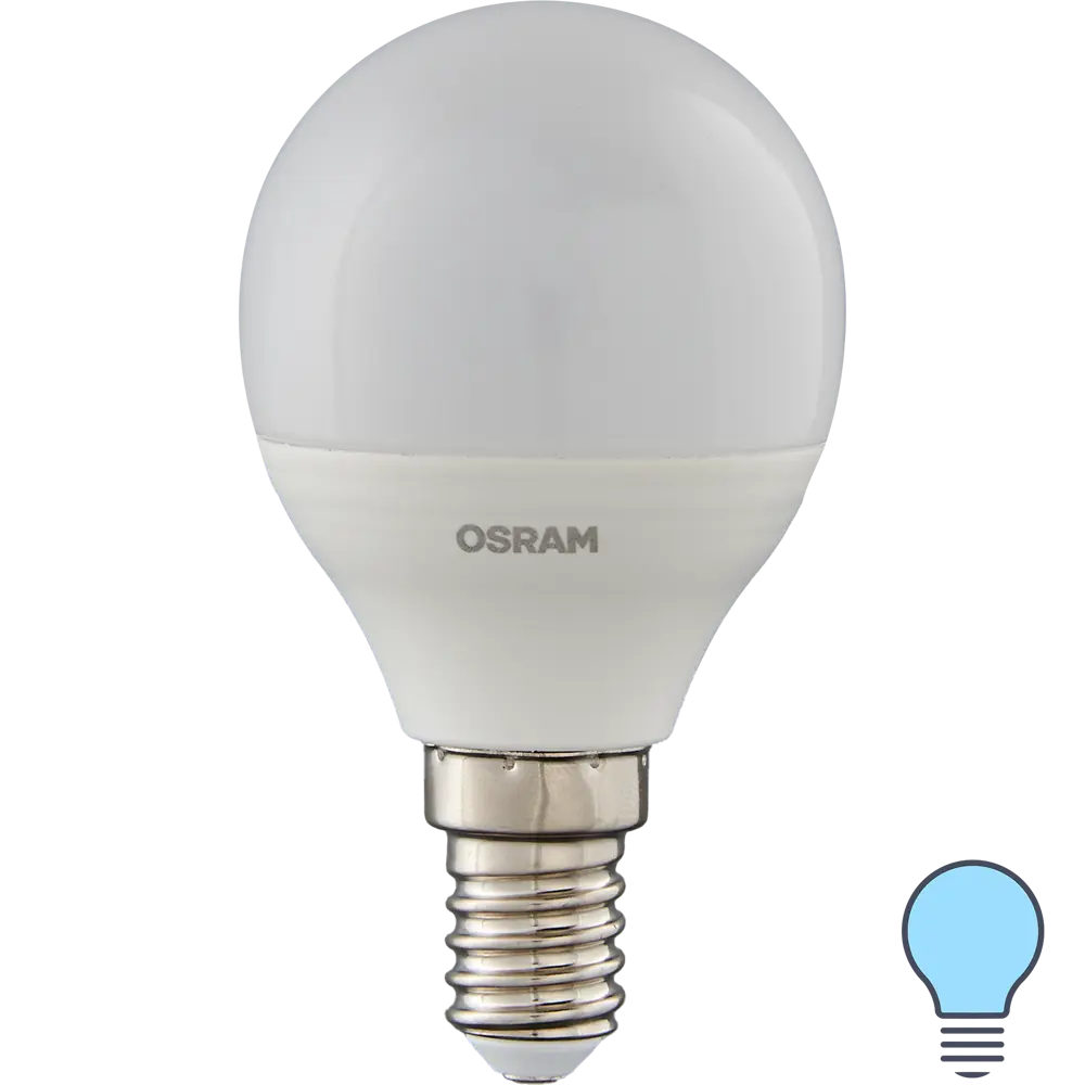 Лампа светодиодная Osram Antibacterial E14 220-240 В 5.5 Вт шар малый 470 лм холодный белый свет 82807763 STLM-2190489 