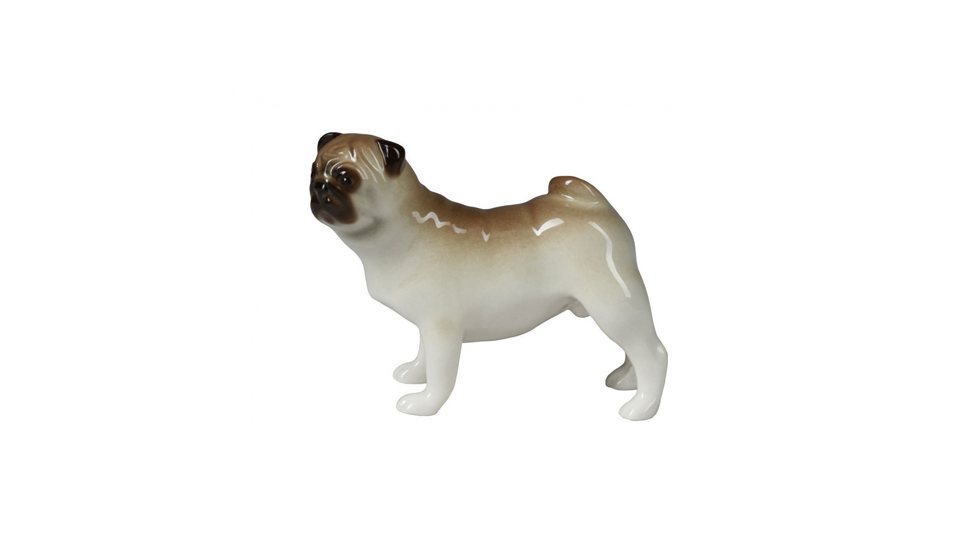 10572261 Императорский фарфоровый завод Скульптура "Мопс стоящий Арчи" Фарфор твердый  - Вид №1