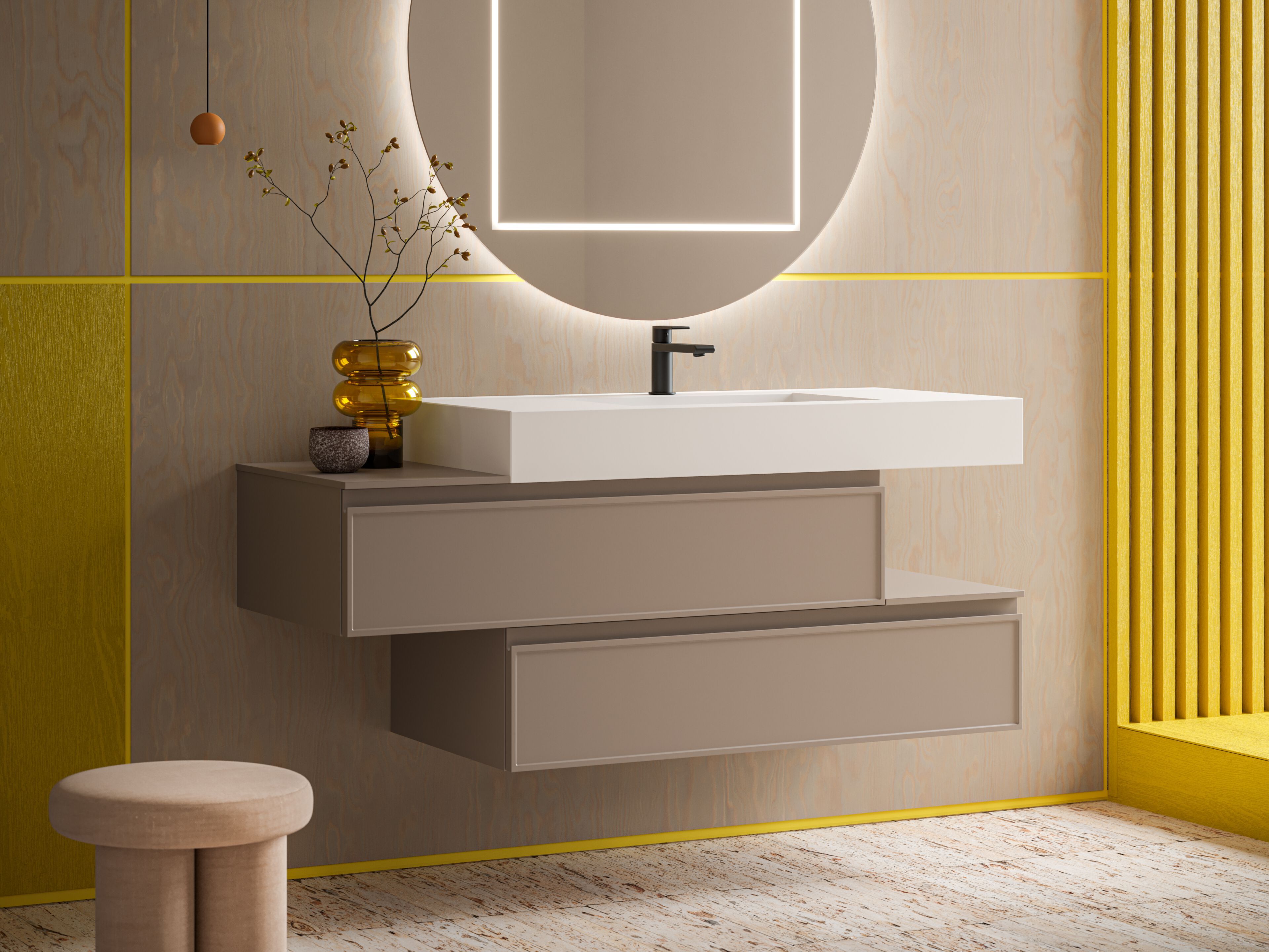 Подвесной умывальник с ящиками Arbi Arredobagno декор ARCH-00051694