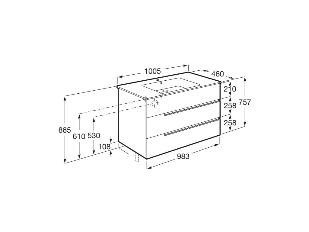 Деревянный шкаф для раковины с выдвижными ящиками Roca Victoria-N ARCH-00072869 - Вид №45