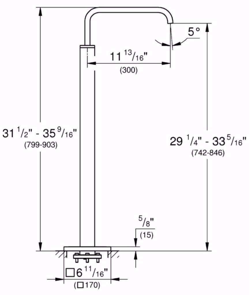 Излив для ванны GROHE Allure, верхняя монтажная часть, напольный монтаж, хром (13218000) - Вид №1