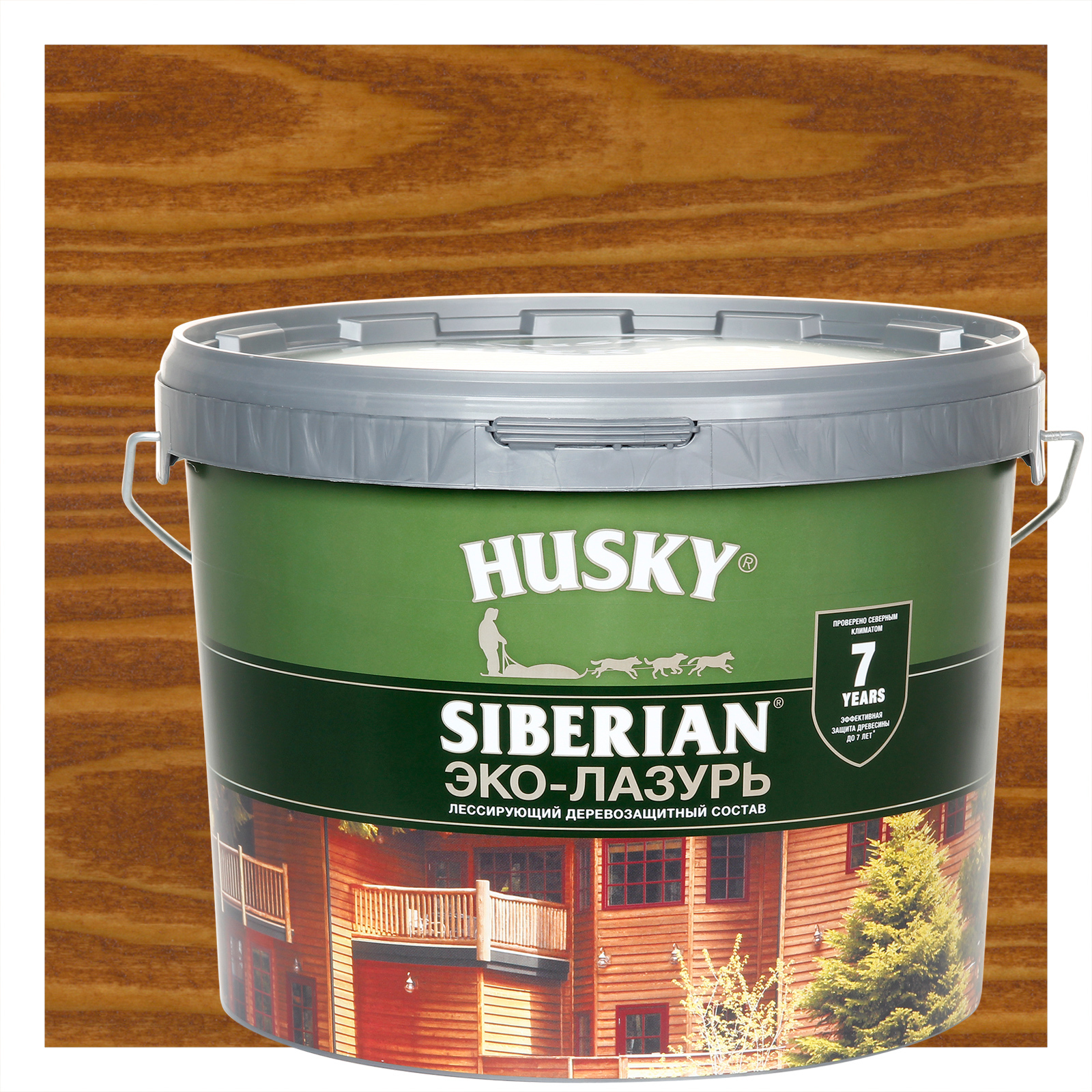 84392234 Эко-лазурь Siberian полуматовая цвет тиковое дерево 9 л STLM-0049170 HUSKY