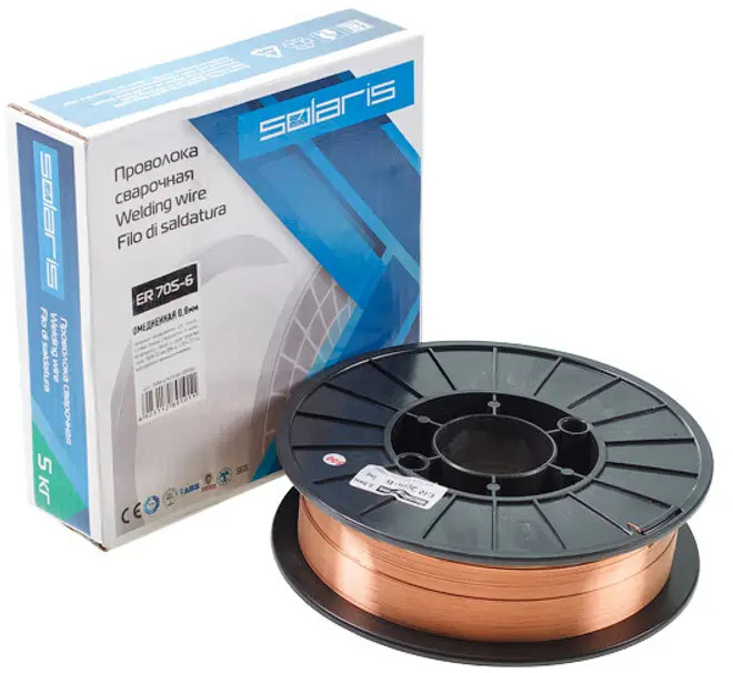 91684768 Проволока сварочная омедненная Solaris WM-ER70S6-08050 0.8 мм 5000 г STLM-0844622