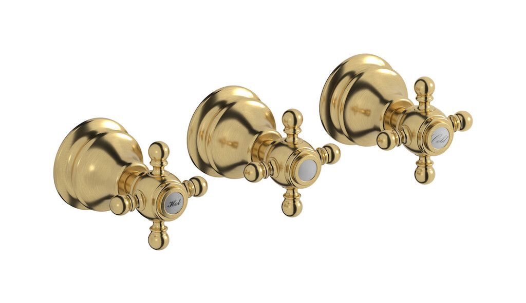 Встроенный смеситель для душа на 3 отверстия с двухходовым дивертером WE ARE IB hr410os Brushed Gold Hermes