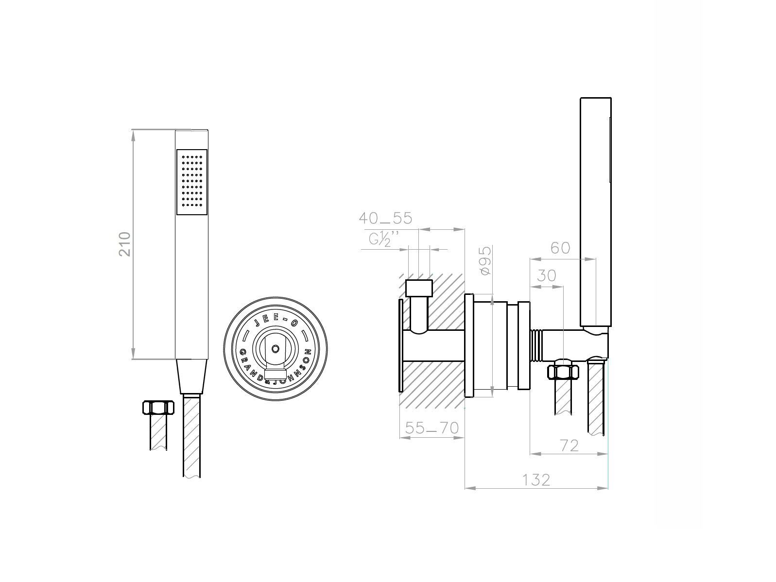 Настенная душевая колонка из нержавеющей стали с ручным душем JEE-O ARCH-00046906 - Вид №3