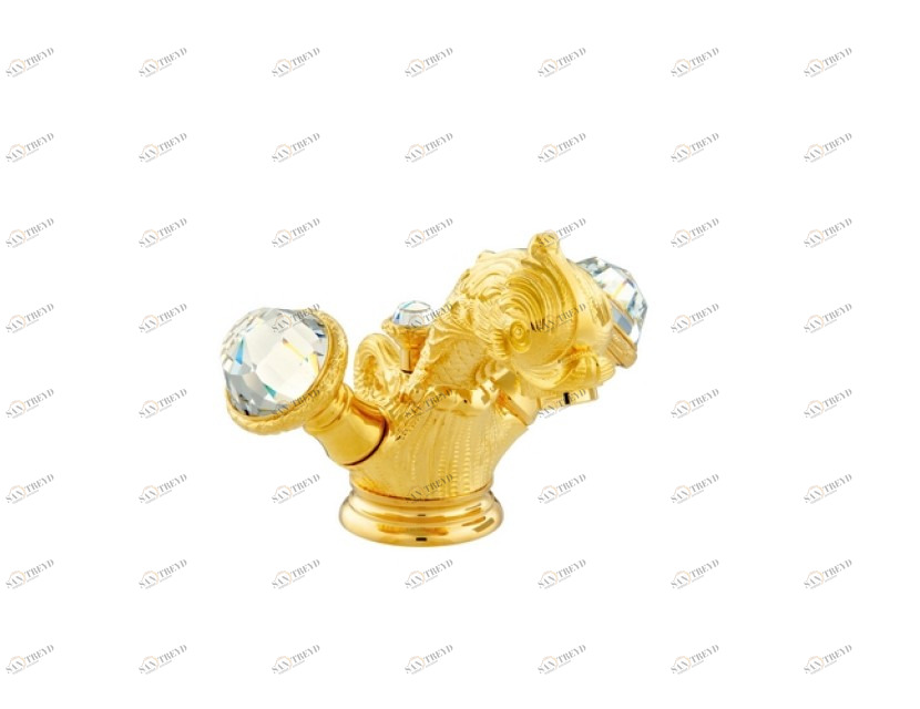 039205.E00.71 Смеситель для раковины на одно отверстие с кристаллами сваровски Античное серебро Mestre 