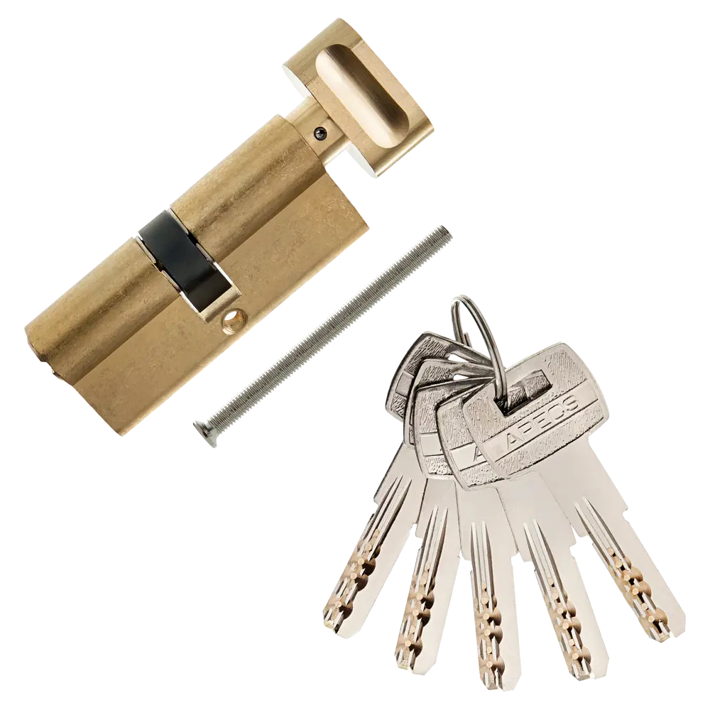 Цилиндр Apecs SM-70, 30х40 мм, ключ/вертушка, цвет золотой STLM-2112180 - Вид №1