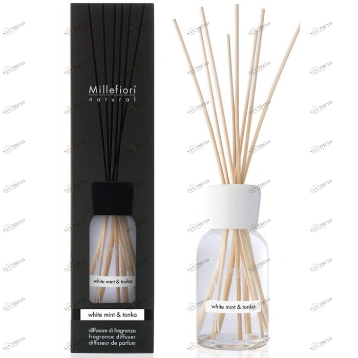 Диффузор с палочками 100мл "Белая мята и тонка" White Mint & Tonka MILLEFIORI MILANO МЯТА 267356 Белый 