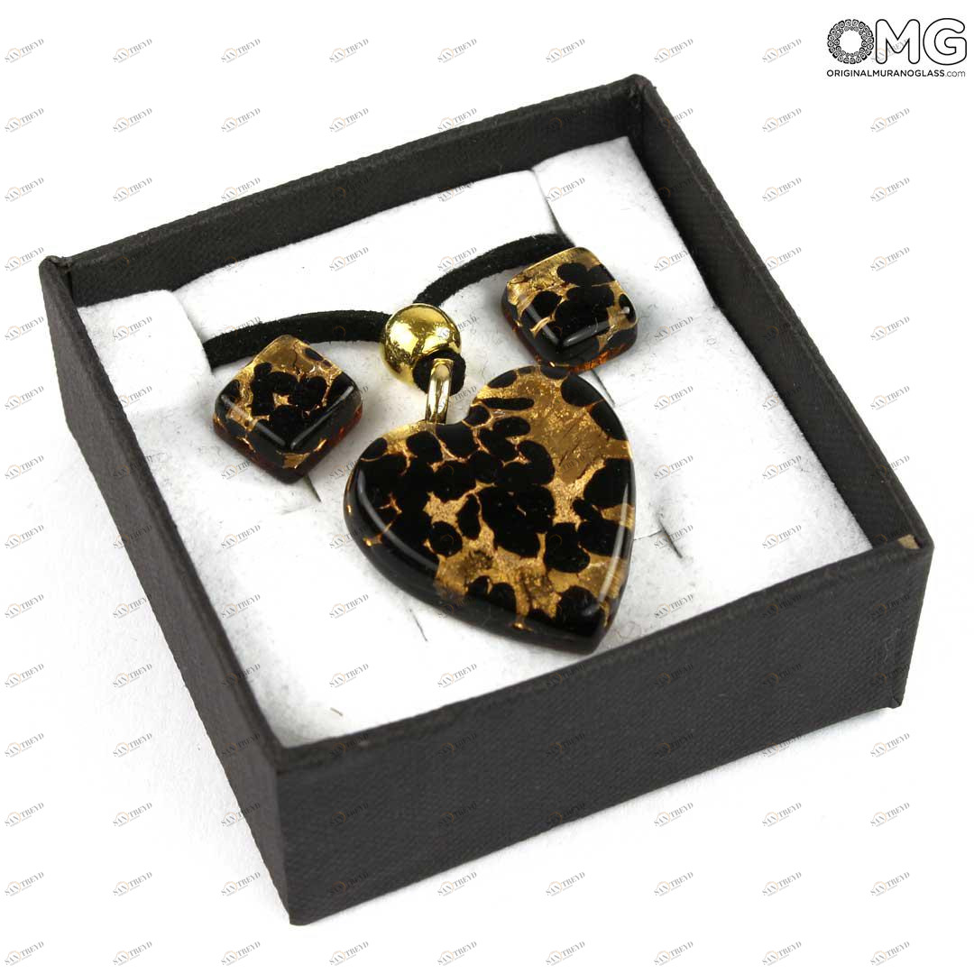 4037 ORIGINALMURANOGLASS Набор украшений Леди - с золотом - муранское стекло OMG 45 см 