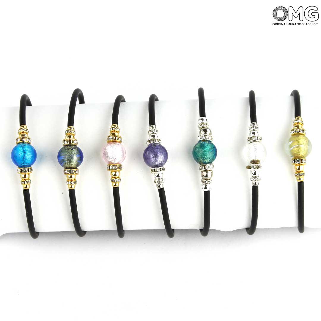 3712 ORIGINALMURANOGLASS Браслет Синяя Жемчужина - с золотом - муранское стекло OMG 18 см  - Вид №1