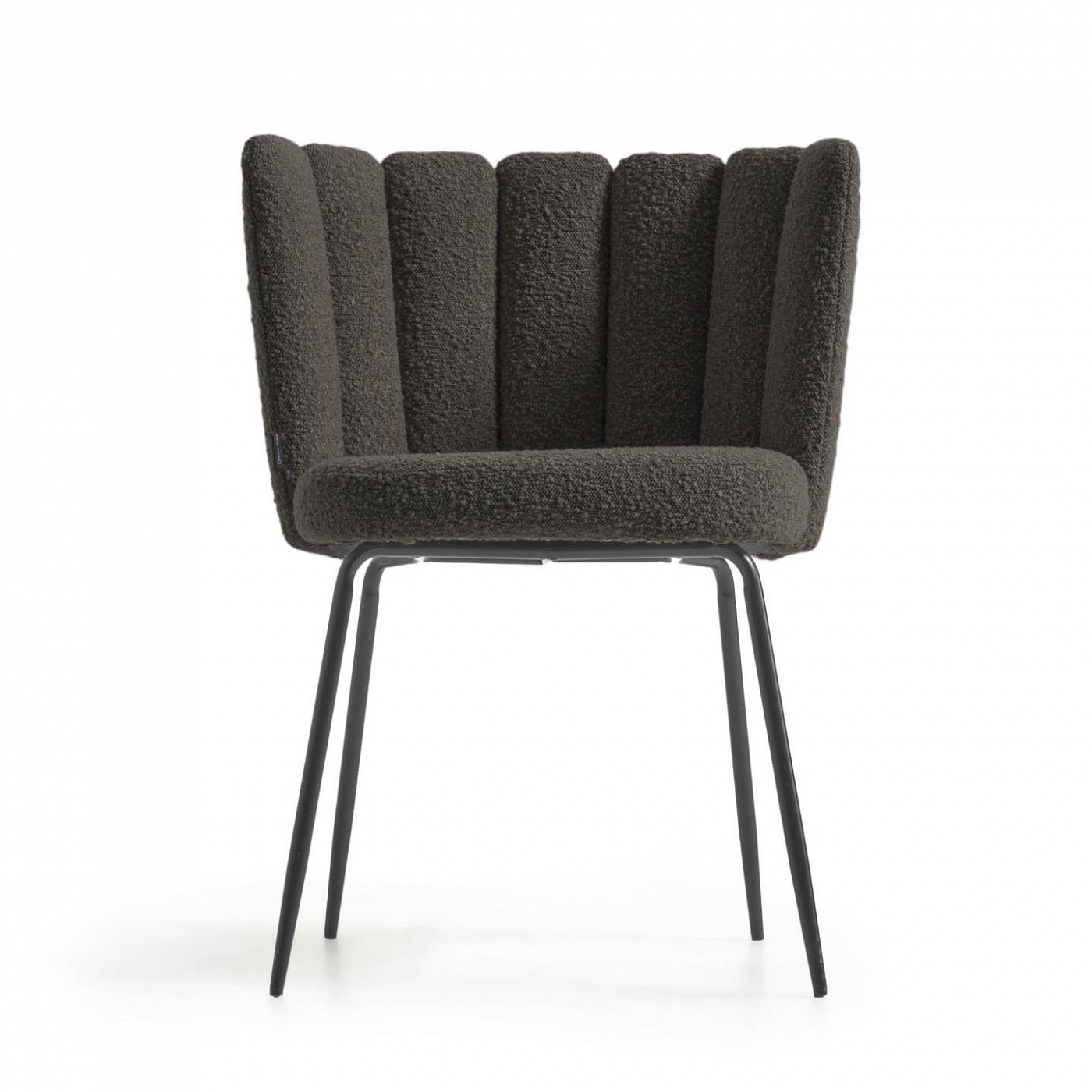 108105 Стул из черной овчины и металла с черной отделкой La Forma Aniela 