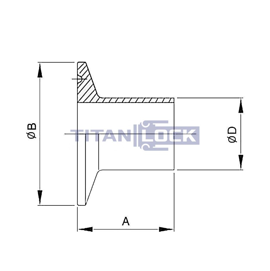 Штуцер CLAMP под приварку DN125 нерж. 316, DIN TL125CLW TITAN LOCK  - Вид №1