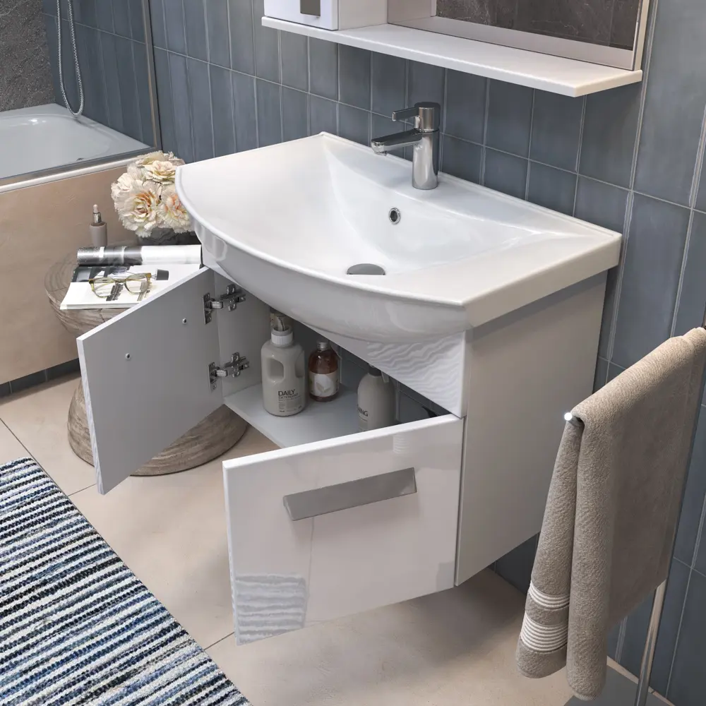 Vigo Milo - навесная тумба под раковину 72 см белая глянцевая 89386769 STLM-1398257 - Вид №10