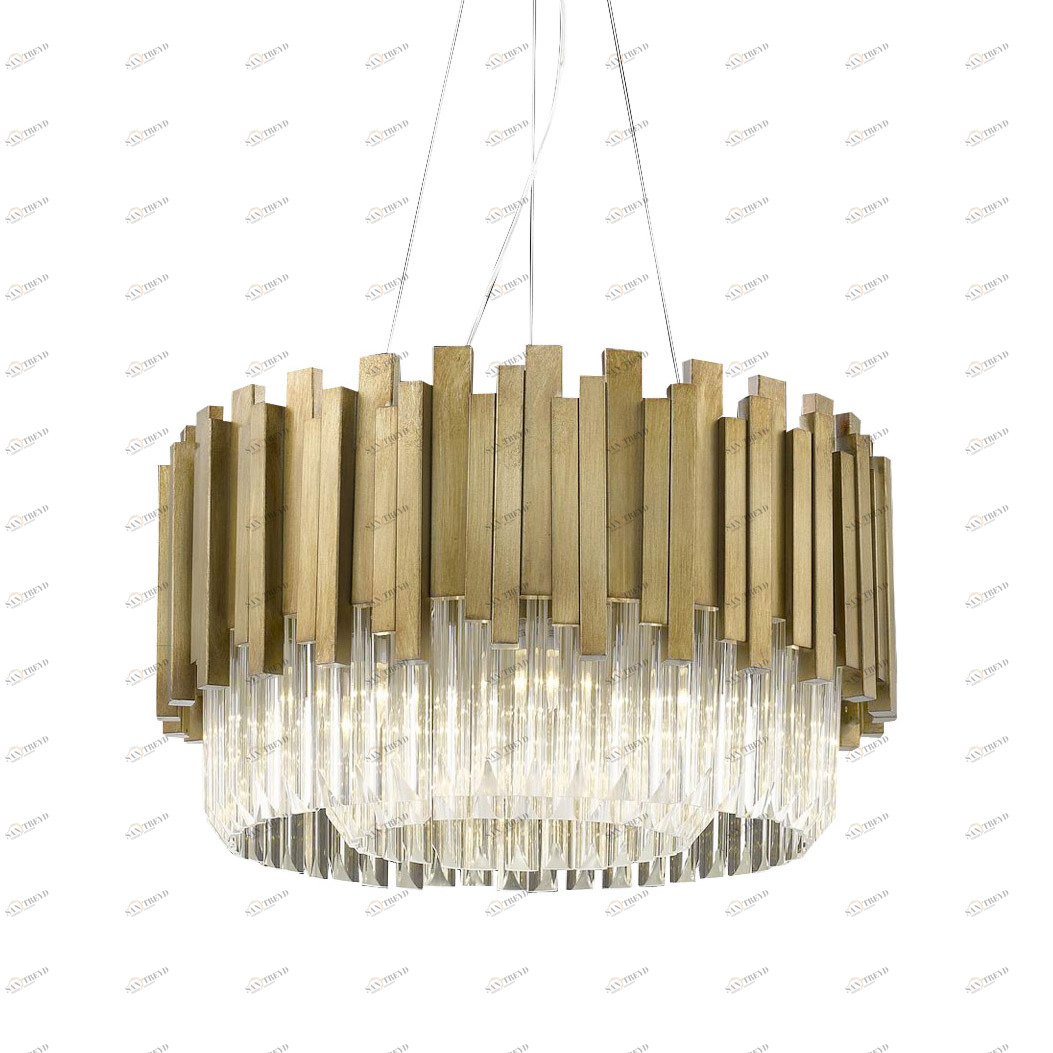 Люстра стеклянная на 8 ламп 34х60 см золотая Barclay P68056M-8 DELIGHT COLLECTION ДИЗАЙНЕРСКИЕ 00-3883069 Золото;прозрачный 