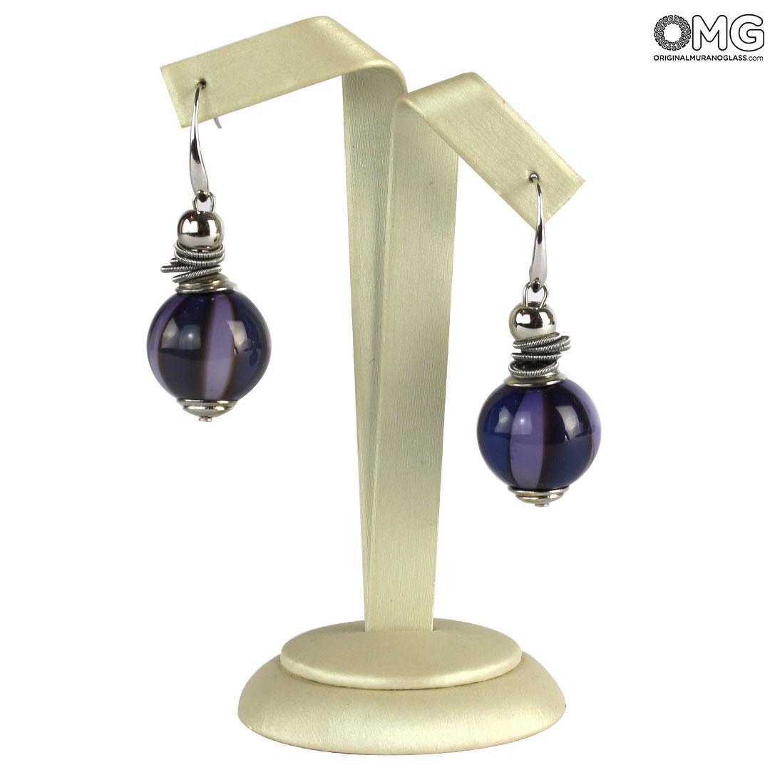 4662 ORIGINALMURANOGLASS Серьги Одиссея - Фиолетовые - муранское стекло OMG 1 см  - Вид №1