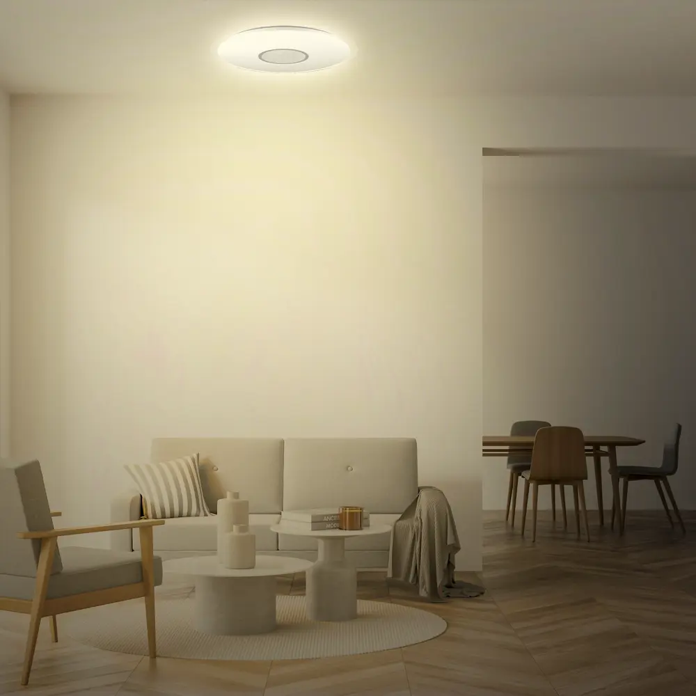 Светильник потолочный светодиодный Inspire Vizzini пульт управления ø56 см 80 м² регулируемый белый свет цвет белый 86881254 STLM-2190554  - Вид №1