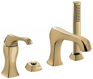 76120BR Комплект Ares с ручным душем для установки на борт ванны. На 4 отверстия, цвет бронза